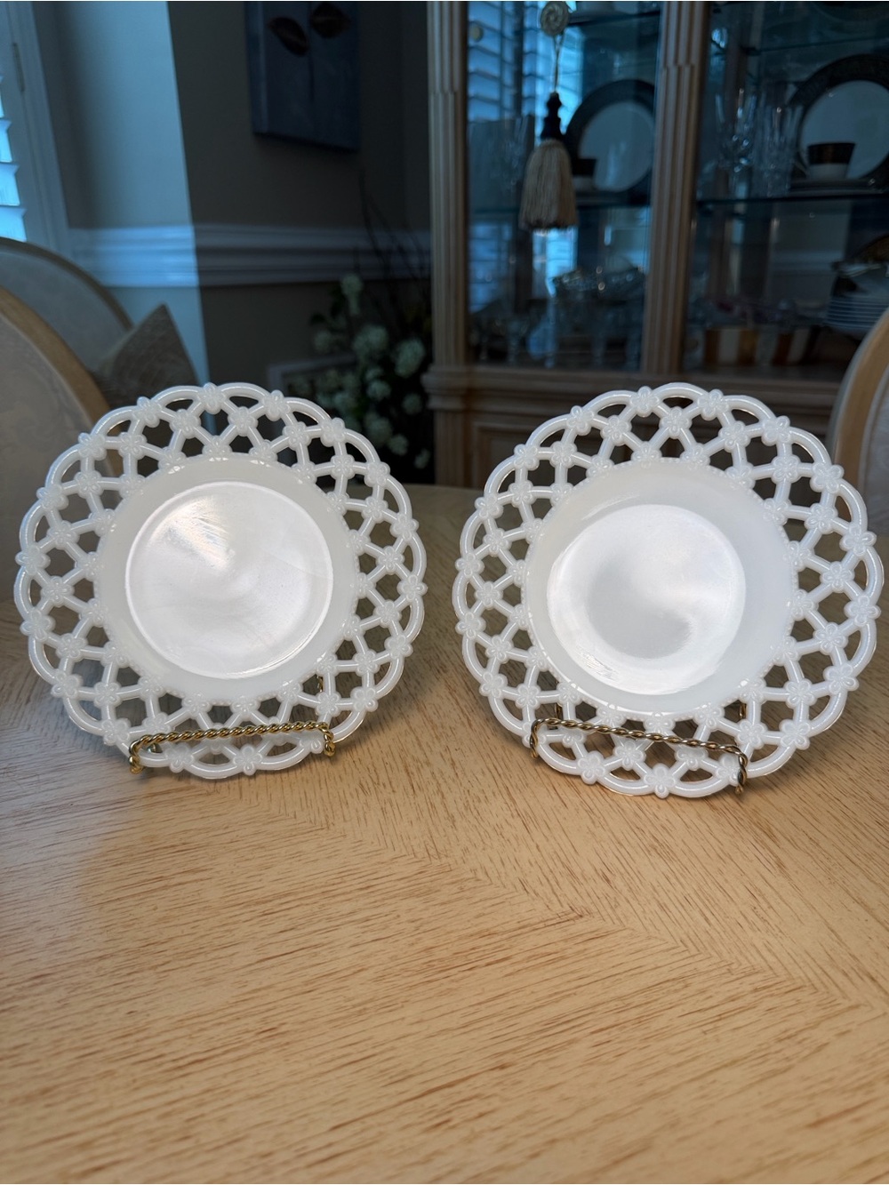 Westmoreland Forget Me Not Milk Glass Salad Plate (2)